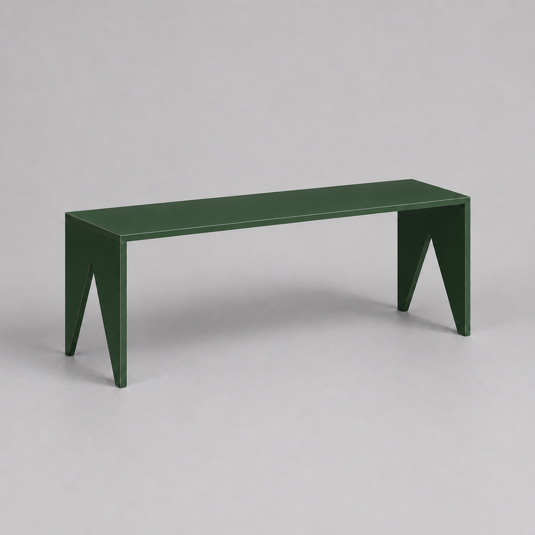 Festive Bench 01-26-02, Christmas Green, view 1 — Brience-designed festive seating for Christmas events and year-end parties