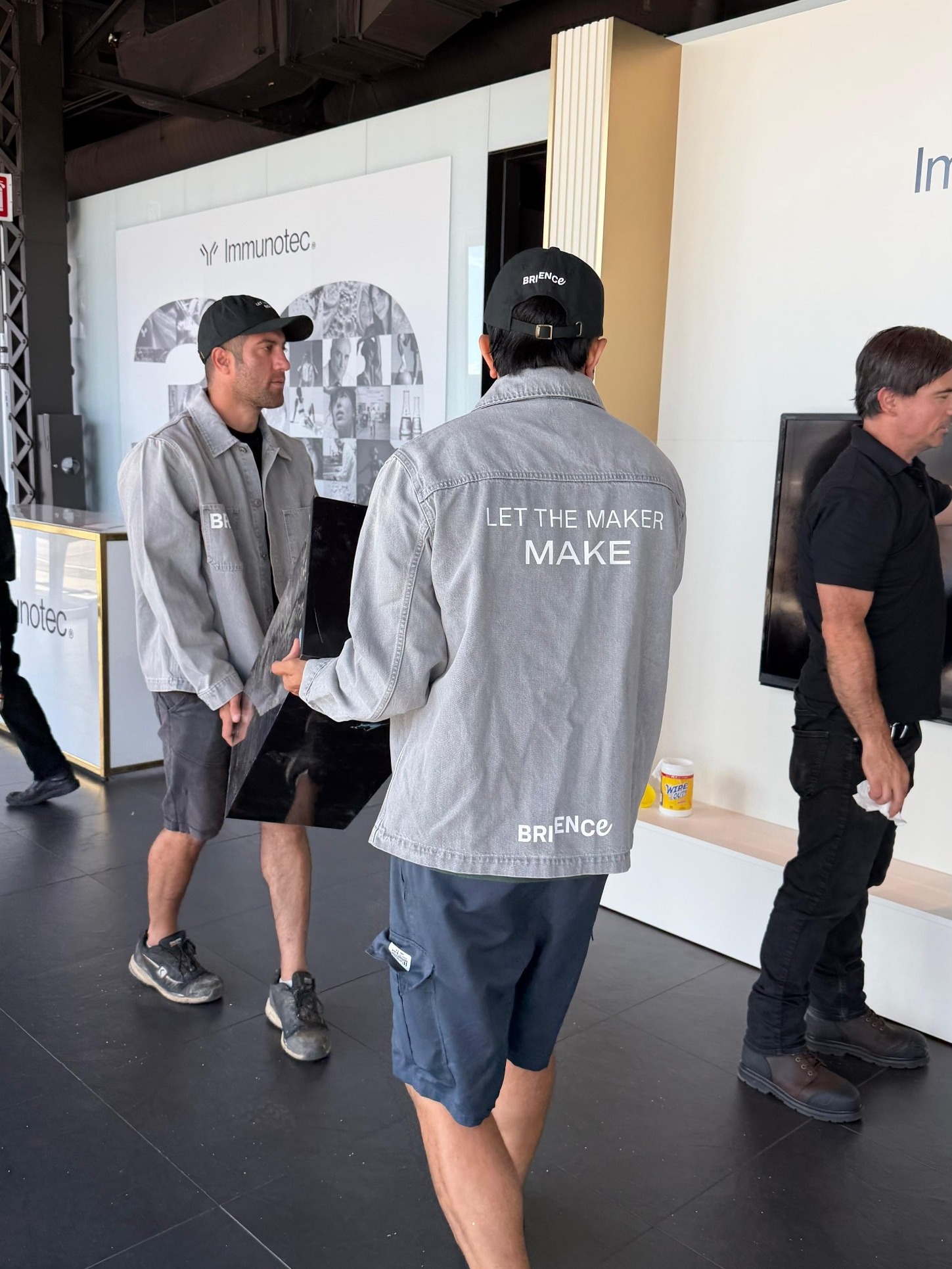 The Brience crew on the floor in Montreal: the team that draws it builds it.