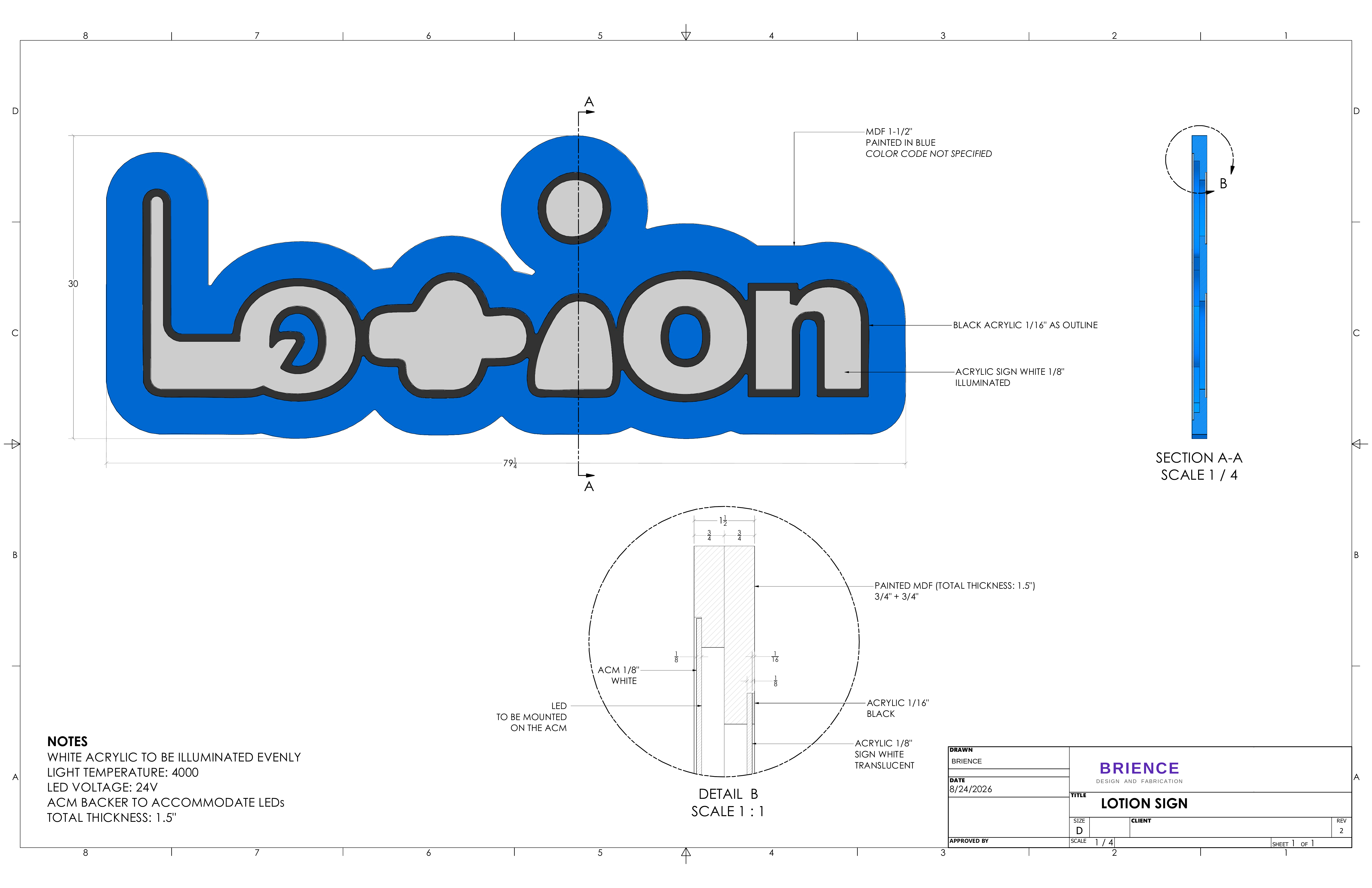 Shop drawing REV 2, with the section and layer detail used on the floor.