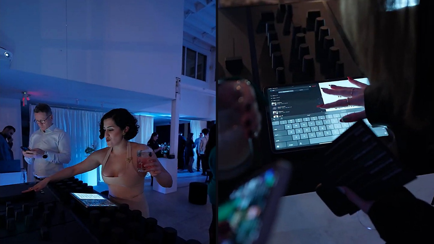Guests interacting with the AI DJ installation