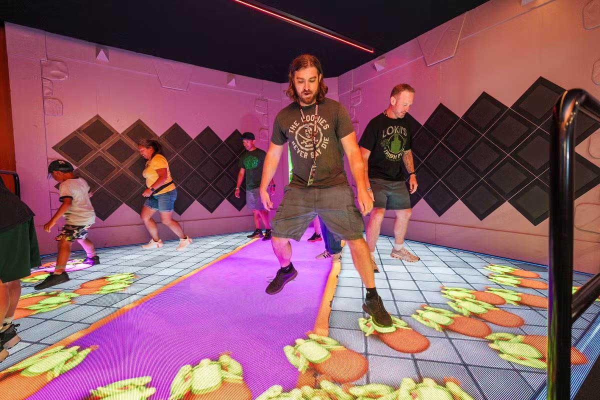 Inside Clash for the Stache: a projection floor built for stomping, daily, Clash of Clans Clash for the Stache, Seaport Village San Diego